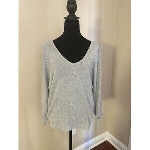 Leith V Neck Grey Viscose Blend Sweater  Soft, Casual lightweight Size S